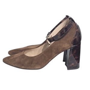 Peter Kaiser Brown Leonie Sable Suede Strappy Block Heel Pumps Size US 7